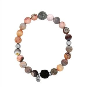 Pink Botswana Agate & Druzy Lava Diffuser Bracelet